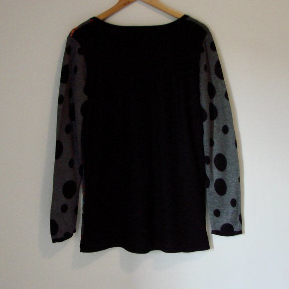 Gabby Isabella Tunic Sweater Colourful Floral Round Neck Gray Black Size Large - Picture 12 of 15